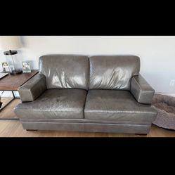 Gray leather sofa