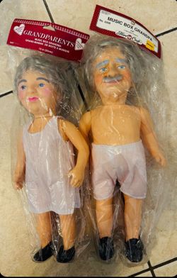 Music Box Grandpa #3208 14” Doll & Grandma #3207 13” Doll $20 for Both Together - NEW
