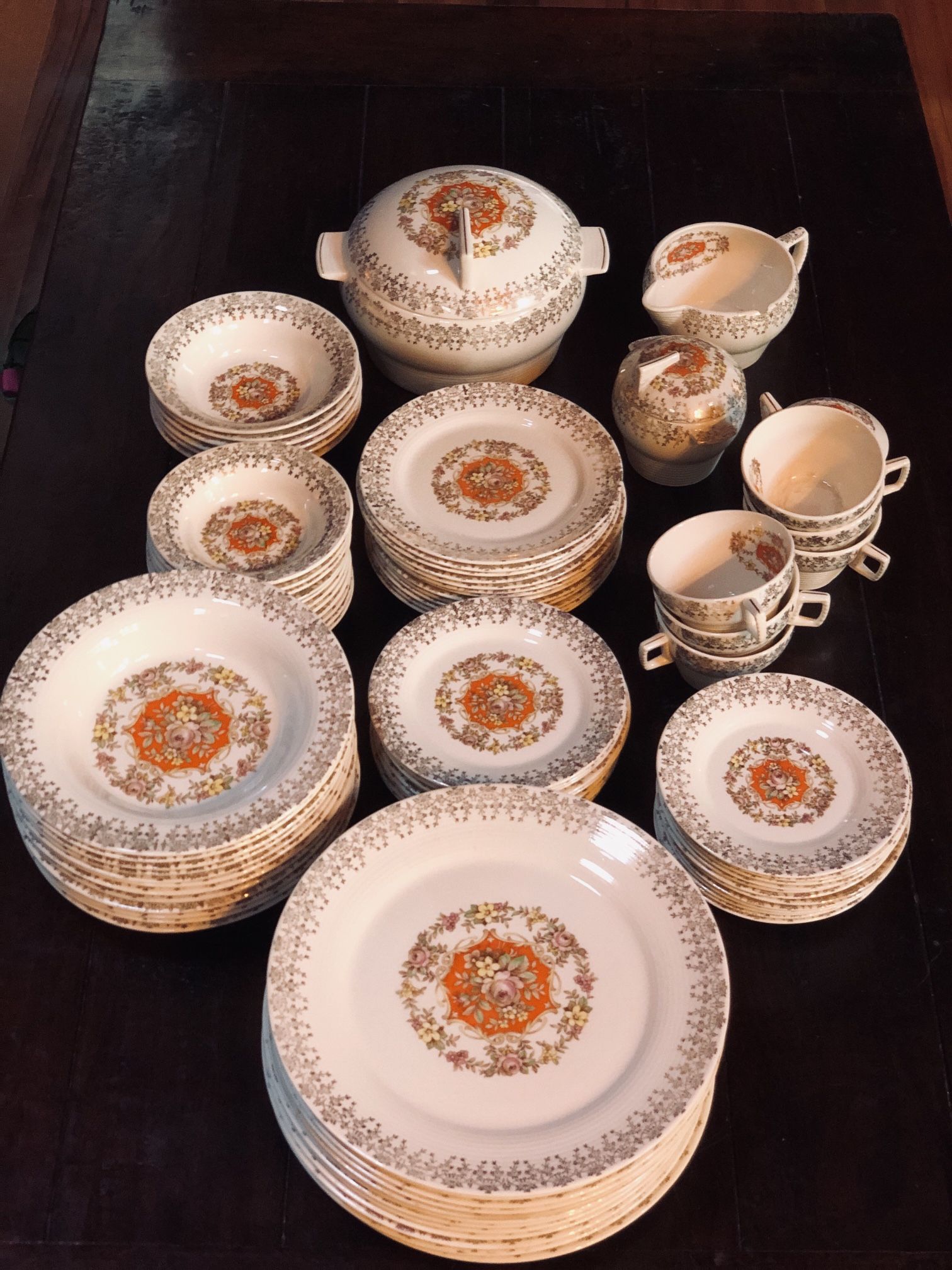 Large Collection of Rare Antique Dishes & Serving Pieces Limoges Triumph Buddah Tudor 22K Gold