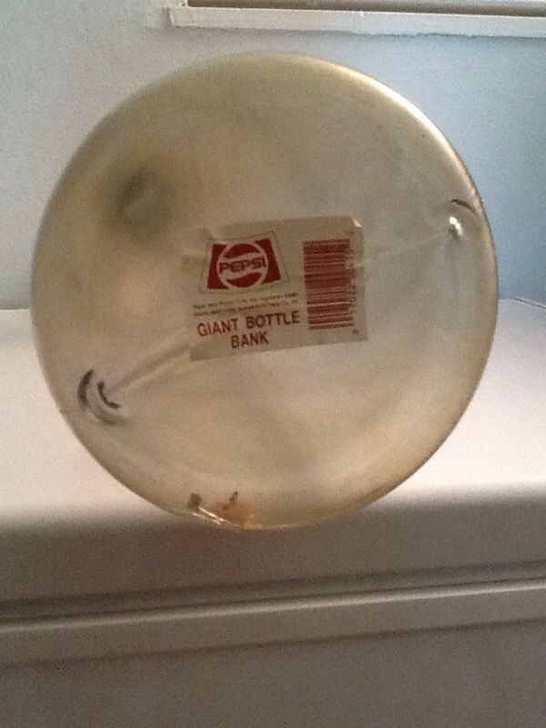 Vintage original Pepsi swirl plastic bottle bank, giant Pepsi bottle