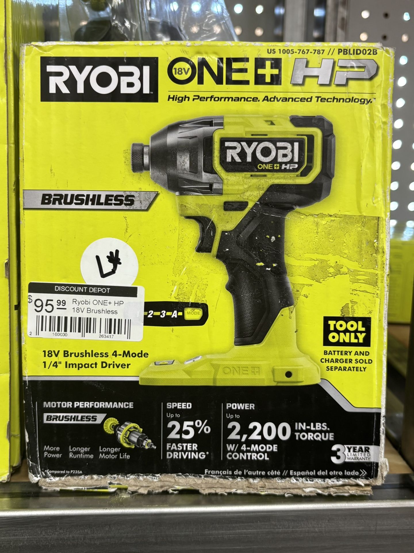 Ryobi 18V Brushless 4-Mode 1/4" Impact Driver (used like new)