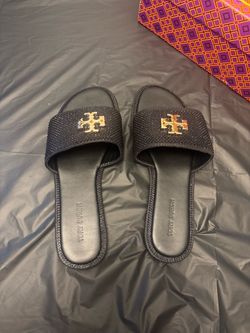 Black tory burch glittery sandals