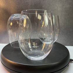Set of (3) Riedel Stemless Crystal wine glasses. O Cabernet Merlot Wine Tumblers 20oz.