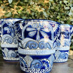 Set of 3 Talavera Vase Pot Planters