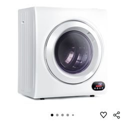 Euhomy Compact Laundry Dryer, 3.5 cu ft Front Load Stainless Steel Clothes Dryers With Exhaust Pipe, 1500W, LCD Control Panel Four-Function Portable D