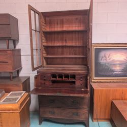 Antique Secretary Dresser Display Cabinet 