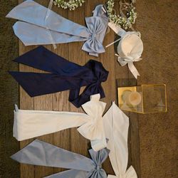 David's Bridal Satin Belt Flower Girl Crown And Flower Basket