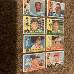 8 Vintage 1960 Topps Baseball Cards- ALL Harder To Find Hi# & Semi-hi# Series Cards HBV $128