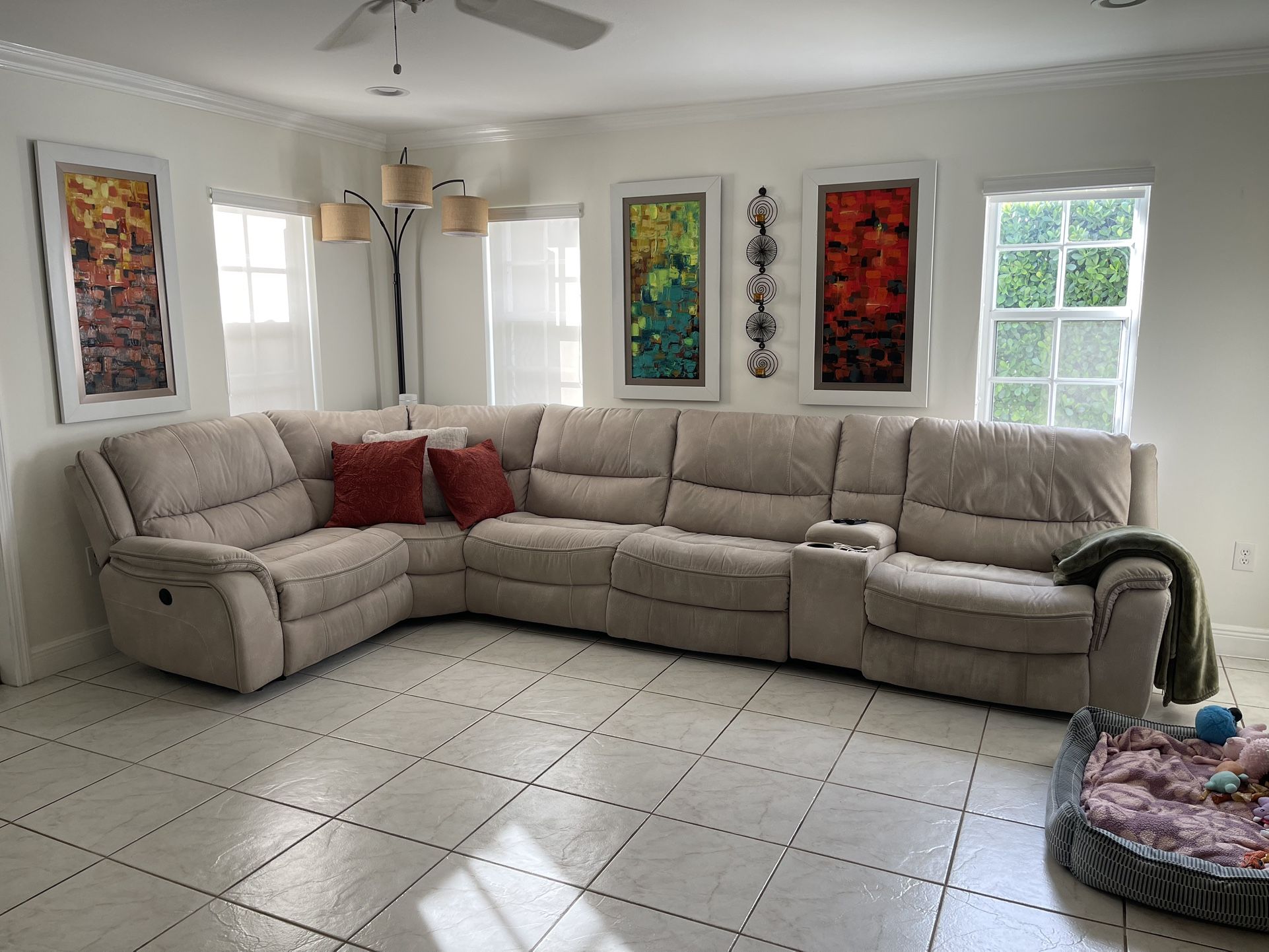 Large Sofa With Three Recliners