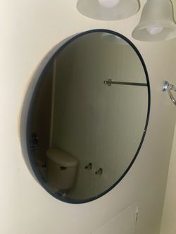 Round Wall Mirror with Dark Frame