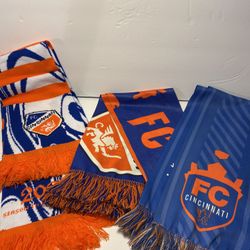 3 FC Cincinnati 2024 Season Ticket Member Scarf Soccer MLS Blue Orange White FCC