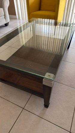 Glass Top Wood Coffee Table