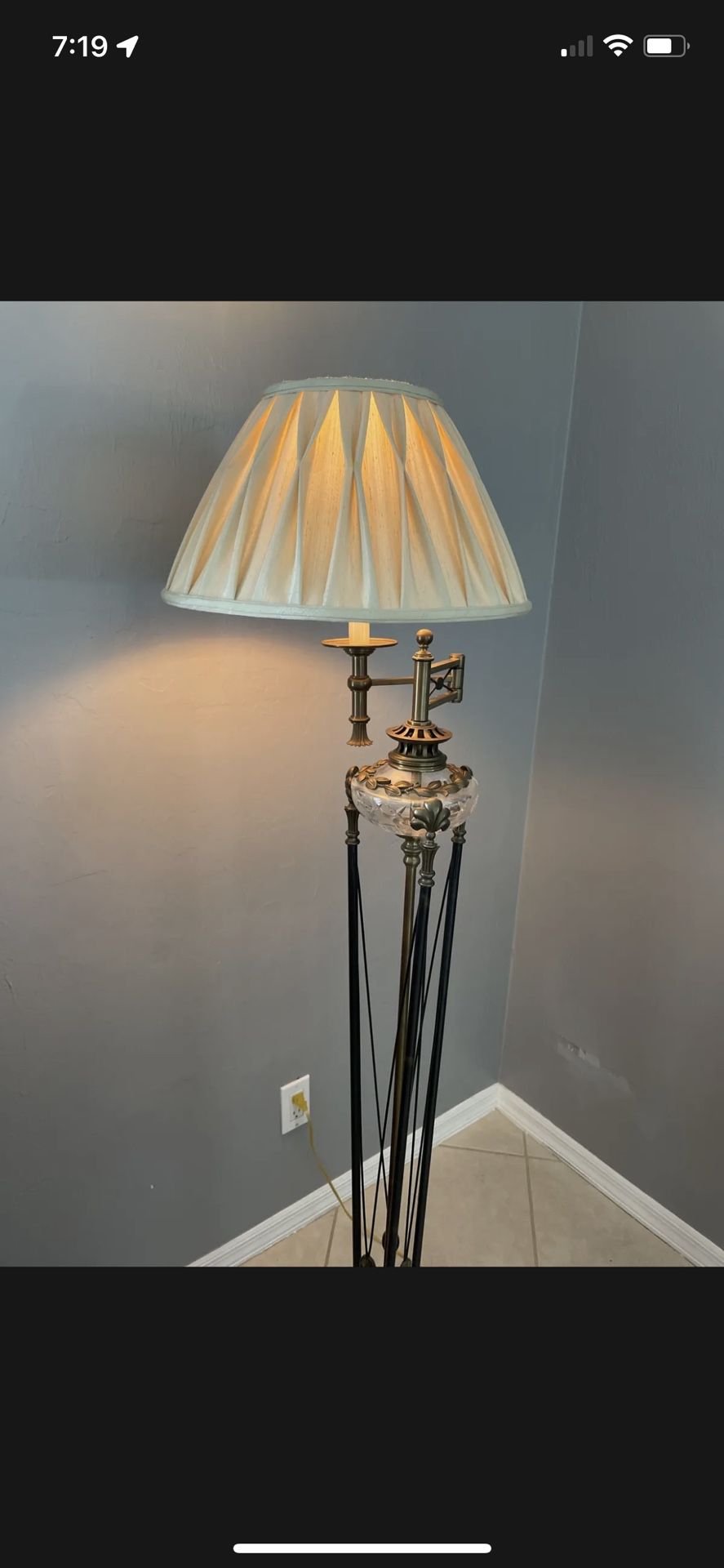 Decorative Crafts Vintage Brass & Crystal Floor Lamp By Decorative Crafts, Inc.