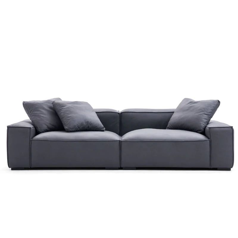 Dark Grey Performance Leather Mario Capasa Loft Sofa Couch Sectional with Pillows