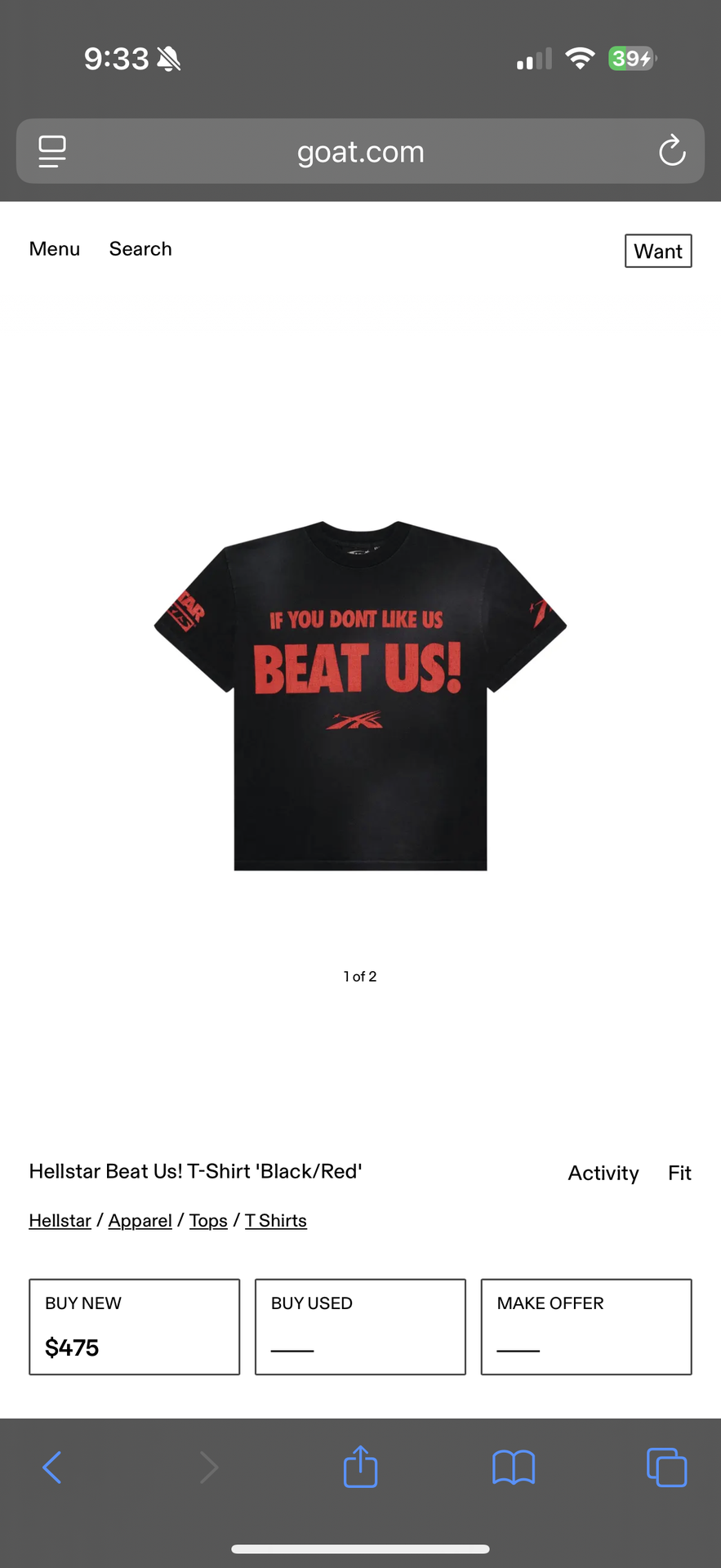 Hellstar Beat Us! T-Shirt 'Black/Red'
