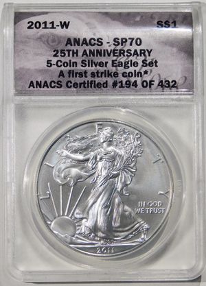 Photo 2011-W $1 American Silver Eagle ANACS SP-70