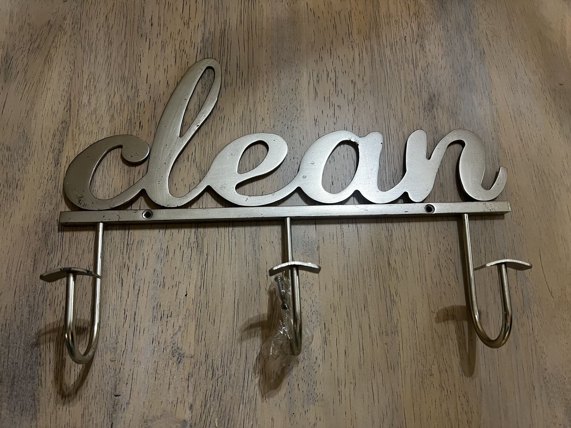 'Clean' Wall Hook for towels/ brooms or cleaning items