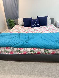 King size bed with one night stand and mattress