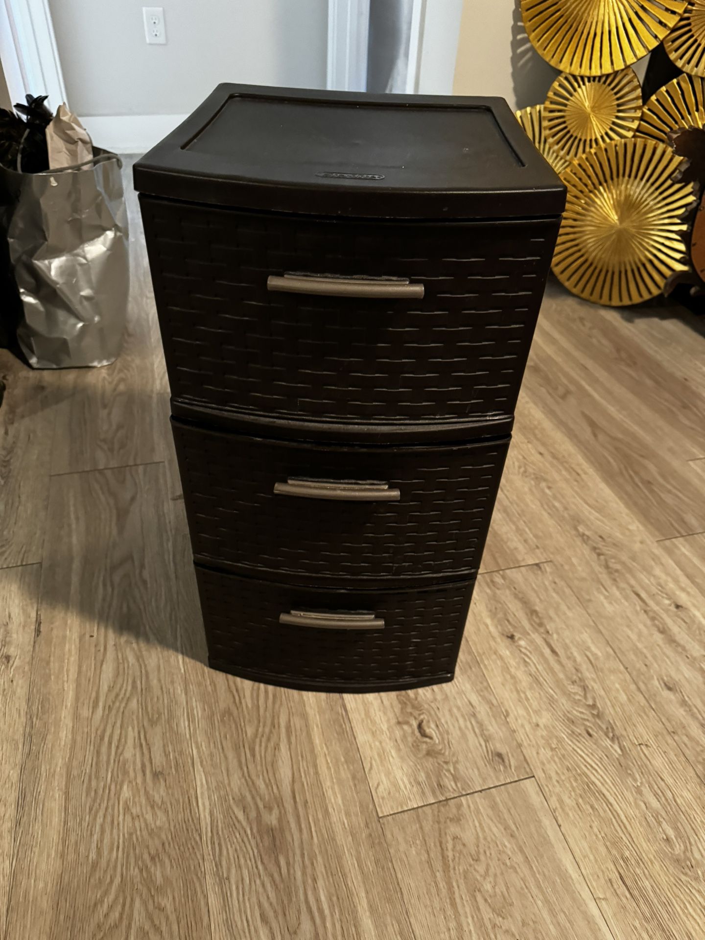 Brown Woven Plastic Storage Container