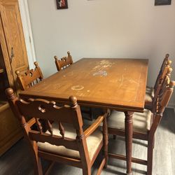 Antique, white oak dining room table