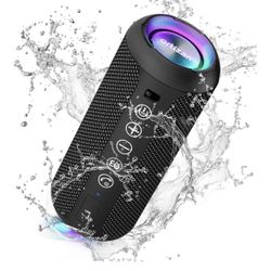 Ortizan Portable Bluetooth Speaker: IPX7 Waterproof, 24W Loud Sound, Deep Bass, Bluetooth 5.3, LED Lights, Wireless Stereo Pairing, 30H Playtime, for 