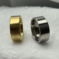 2pcs Bundle Silver & Gold  8mm Ring Size - 6.50  - MRG-01