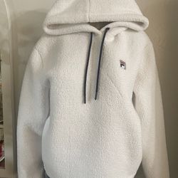 Fila Womens Josephine Sherpa Crop Super Soft Hoodie Pullover Size Large 