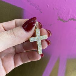 14k CROSS CZ STONE CHARM 
