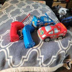 Vintage 1993 Fisher Price Race Car Set Complete With Remote Controls Red And Blue