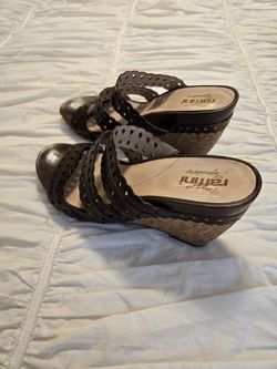 Raffini Leather wedge sandals