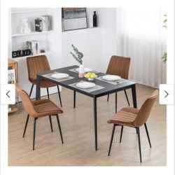 Upholstered Velvet Dining Chair Set of 4. Brown