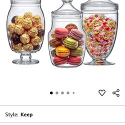 3 Plastic Apothecary Jars 