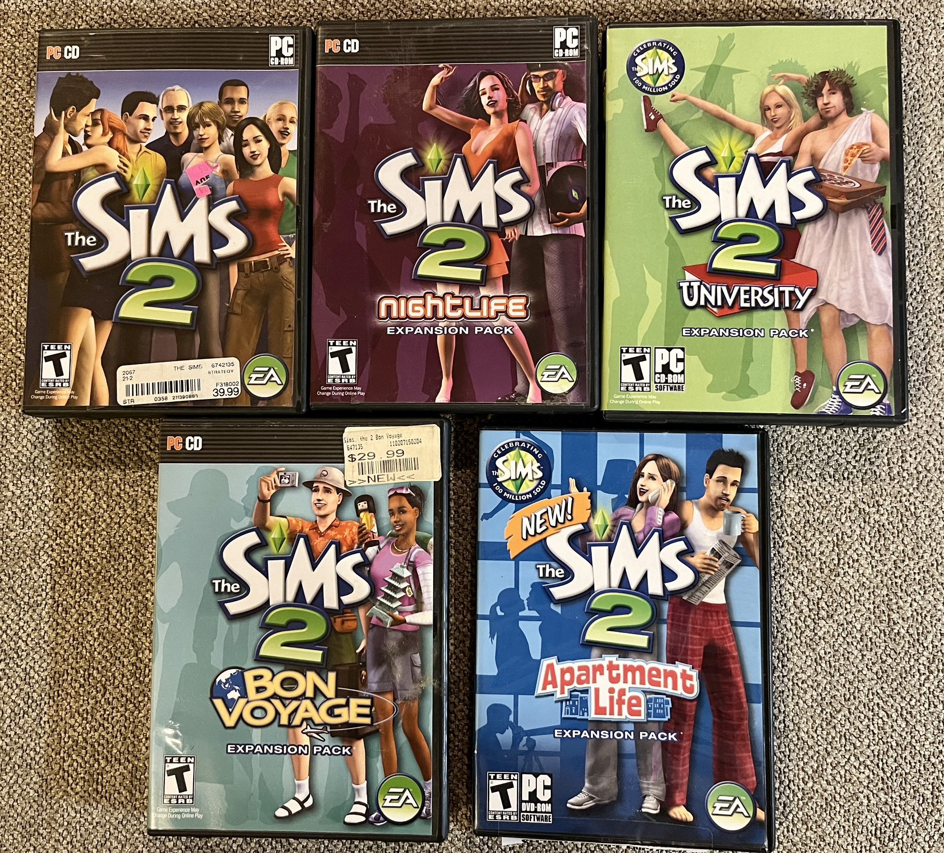 Lot of 7 The Sims And The Sims 2 PC Games And Expansion Packs