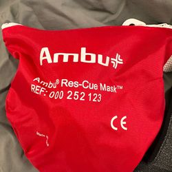 Ambu CPR Mask With O2 Inlet, Headstrap, Gloves, And Wipes In Soft Case Pouch