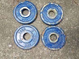 Weights - 1 1/4 lb plates; for 1 inch weight; notice varying condition; $1.50 per lb (see price list)