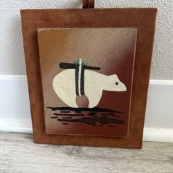 Fetish Bear Navajo sandpainting made of natural color Sandstones Jimmie Yazzie
