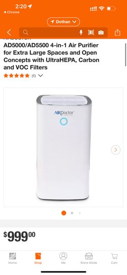 Air Doctor AD5000 4-in-1 Air Purifier for Extra Large Spaces and Open Concepts with UltraHEPA, Carbon and VOC Filters