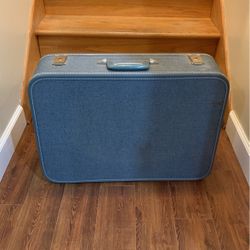 Vintage Blue Train Suitcase By Travel Smart