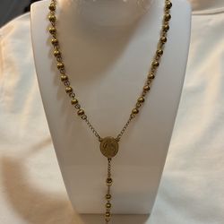 Rosario Bañado En Oro (acero Inoxidable 