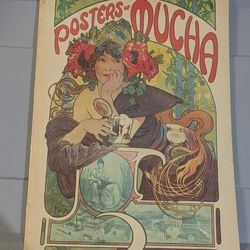 1975 Poster of Mucha Art Book, Harmony Books New York
