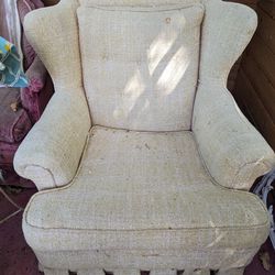 FREE Pale Yellow Tweed Skirted Armchair 