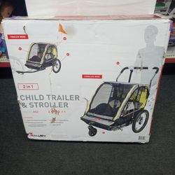 Allen Sports Deluxe 2-Child Bicycle Trailer & Stroller, Model AS2, Green.