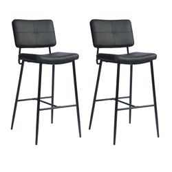 Open Box Homy Casa INDEPENDENCE BOUTONBAR PU BLACK 16.93" x 23.23" x 45.47" Modern Bar Stool for Home or Workspace