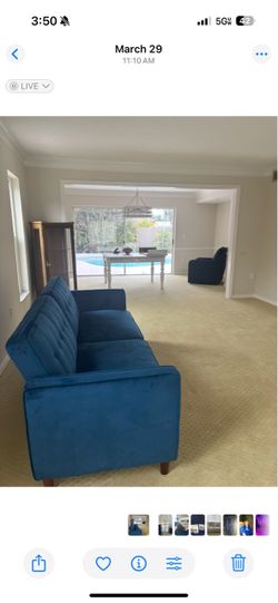 Blue foldable sofa