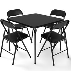 5 Piece Folding Vinyl Table Chairs Storage Home furniture house camp dining party kitchen apartment 