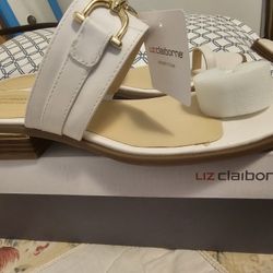 New womans size 9M Liz Claiborne white sandals 
