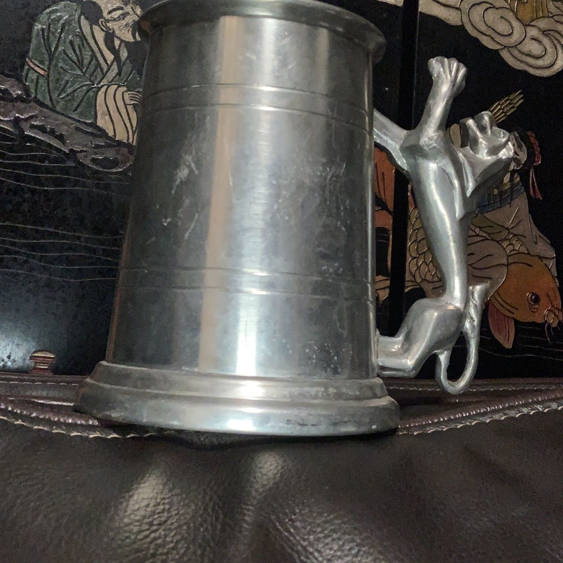 Antique Pewter Figural Lion Lunt drinking Beer