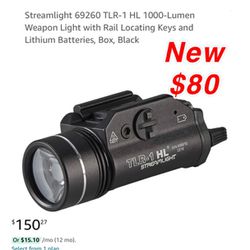 New Streamlight 69260 TLR-1 HL 1000-Lumen Weapon Light with Rail Locating Keys and Lithium Batteries, Box, Black $80 east Palmdale 