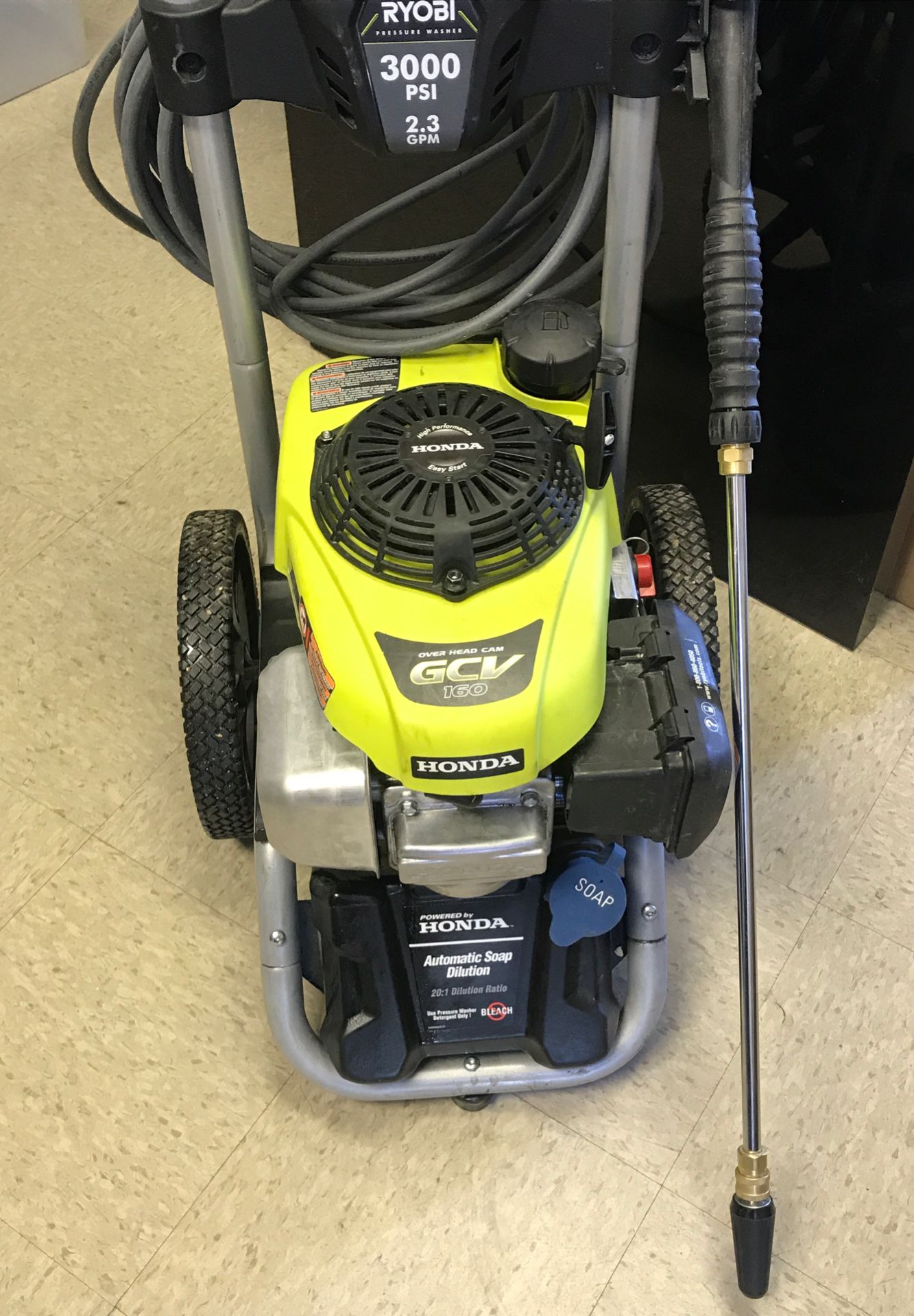 RYOBI Gas Pressure Washer 3000 PSI 2.3 GPM Quick Release Handle Cold Water