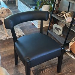 Set of 4 Black Faux Leather & Wood Dining Chairs - Brand New